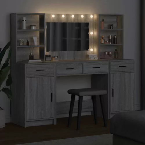  Sminkasztal Készlet 3 pcs Szürke sonoma 78.5 x 41 x 135 cm