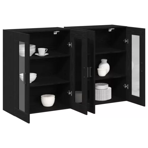  Fali Szekrények 2 db Fekete Tölgy 69,5 x 34 x 90 cm Mesterséges Fa