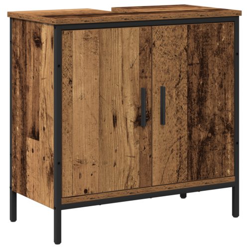  2 darabos fürdőszoba bútor szett régi fa, mérnöki fa