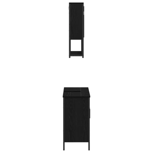  2 darabos fürdőszoba bútor szett fekete tölgy színezett fa