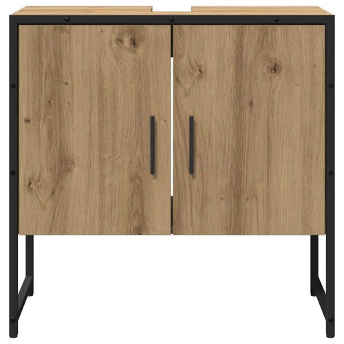  Fürdőszoba bútor szett Falra szerelhető 2 pcs Barna Faanyag