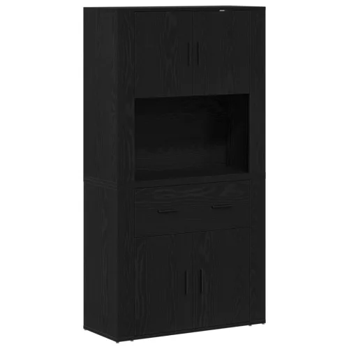  Fekete tölgy Highboard 80x33x150 cm Szerelt fa