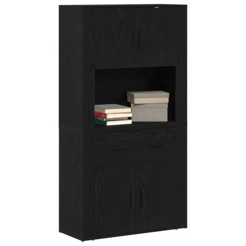  Fekete tölgy Highboard 80x33x150 cm Szerelt fa