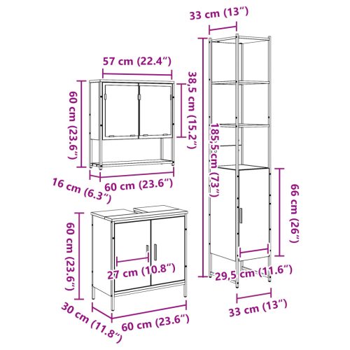  3 darabos fürdőszoba bútor szett régi fa mérnöki fa