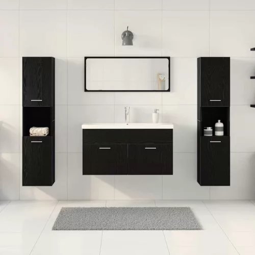  Fürdőszobai bútor szett 5 pcs Fekete tölgy 30 x 30 x 130 cm