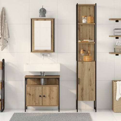  3-Darabos Fürdőszoba Bútor Készlet Kézműves Tölgyből