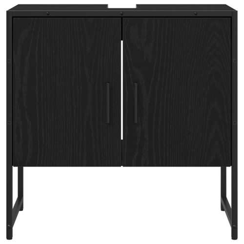  4 Részes Fürdőszoba Bútor Szett Fekete Tölgy - Összeszerelt Fa