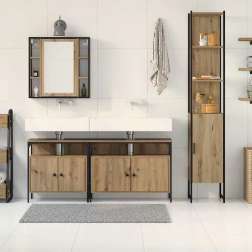 VidaXL 4 db-os fürdőszoba bútor szett, Artisan tölgy színben