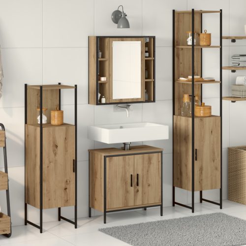  4 részes fürdőszoba bútor készlet Ipari tölgy Mérnök Fa