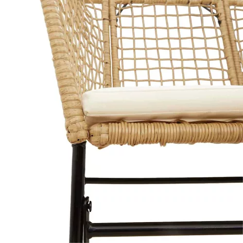  9 észes barna polyrattan üveg kerti étkezőgarnitúra párnával