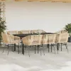  9 észes barna polyrattan üveg kerti étkezőgarnitúra párnával