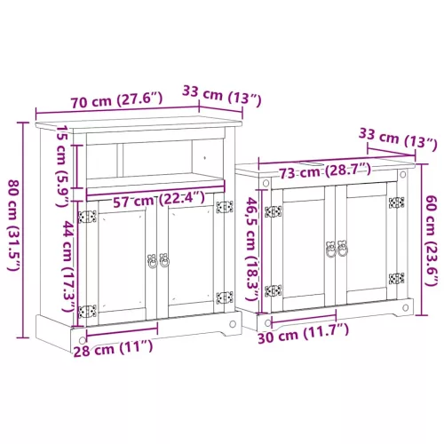  2 darabos fürdőszoba bútor szett Corona" tömörfa fenyőfa"