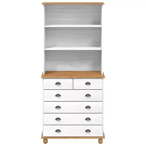  Kagy fiókkal ASKIM Fehér 91 x 40 x 200,5 cm Tömör fenyőfa