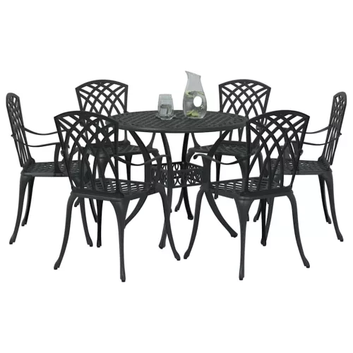  Kert étkező szett 7 pcs Fekete Alumínium