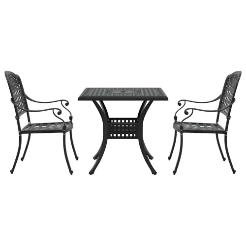  Kerti asztalszett 3 pcs Fekete Öntött alumínium