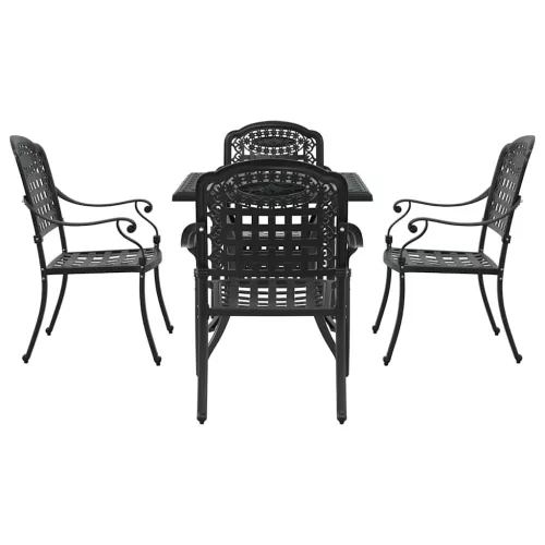  Kerti asztalszett 5 pcs Fekete Öntött alumínium