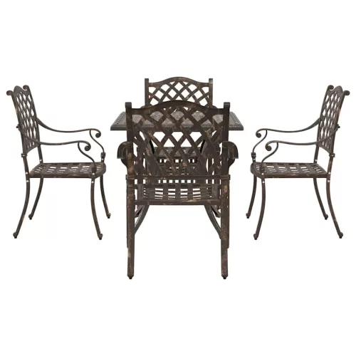  Kerti asztalszett 5 pcs Bronz Öntött alumínium