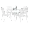  Kerti asztalszett 5 pcs Fehér Öntött alumínium