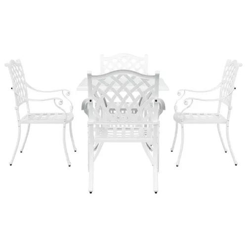  Kerti asztalszett 5 pcs Fehér Öntött alumínium