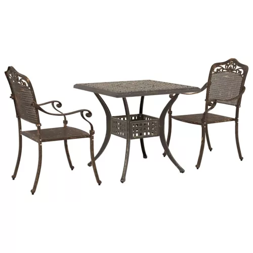  Kerti asztalszett 3 pcs Bronz Öntött alumínium