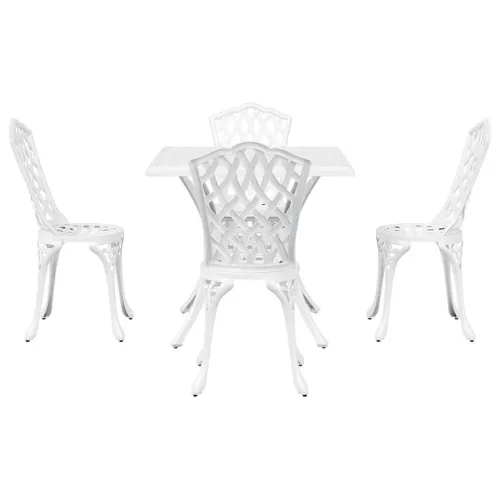  Kerti asztalszett 5 pcs Fehér Öntött alumínium