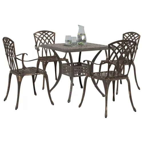  Kerti asztalszett 5 pcs Bronz Öntött alumínium