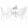  Kerti asztalszett 5 pcs Fehér Öntött alumínium