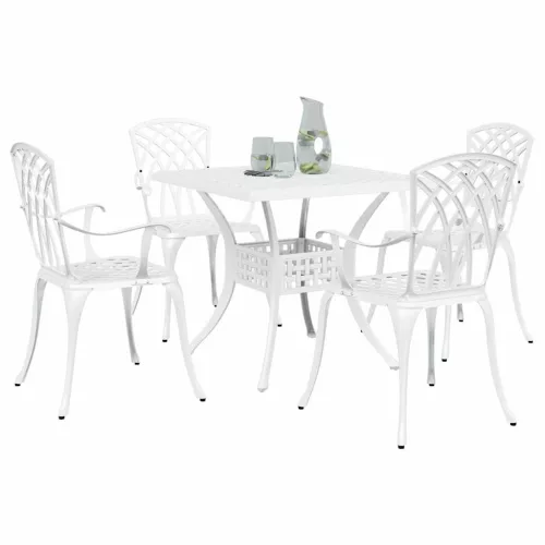  Kerti asztalszett 5 pcs Fehér Öntött alumínium