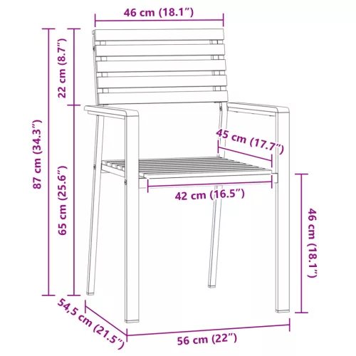  Összecsukható kerti székek 8 db 54.5x56x89 cm Tömör akácfából