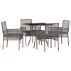  5 Részes Kert Étkező Szett Szürke Polyrattan