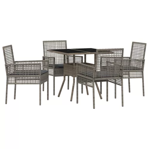  5 Részes Kert Étkező Szett Szürke Polyrattan