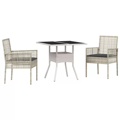  3 darabos kertibútor szett világosszürke polyrattan