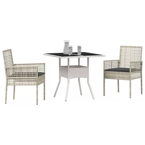  3 darabos kertibútor szett világosszürke polyrattan