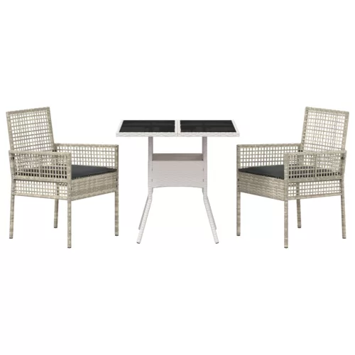  3 darabos kertibútor szett világosszürke polyrattan