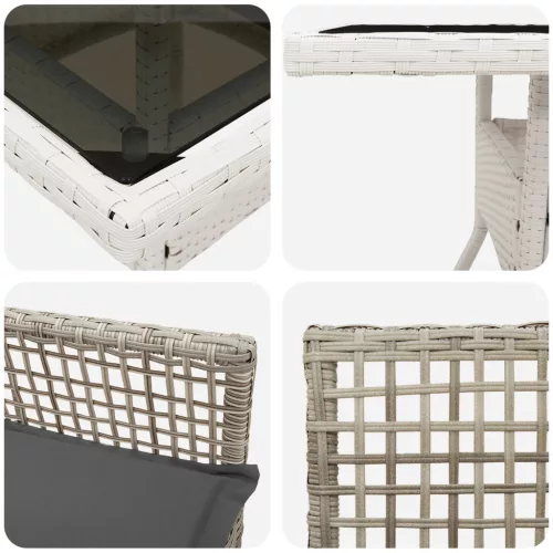  3 darabos kertibútor szett világosszürke polyrattan