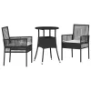  3 Darabos Kerti Étkező Szett Fekete Polirattan