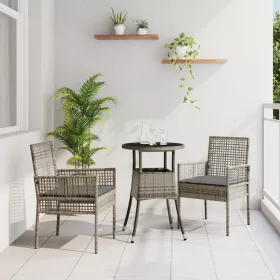  3 részes kertibútor szett szürke poli rattan