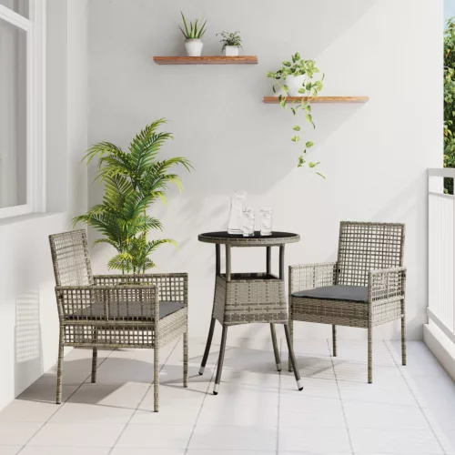  3 részes kertibútor szett szürke poli rattan