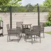  5 Darabos Kerti Étkező Szett Szürke Poli Rattan
