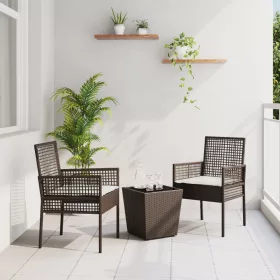  3 részes kert bistro szett párnákkal barna poli rattan