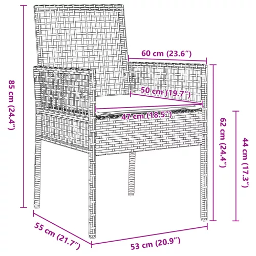  3 darabos Kerti Bistro Szett párnákkal Bézs Poly Rattan
