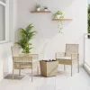  3 darabos Kert Bistro Szett párnákkal Bézs Poly Rattan