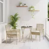  3 darabos Kerti Bistro Szett párnákkal Bézs Poly Rattan