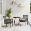  3 részes kert bistró szett párnákkal fekete poly rattan
