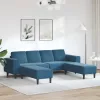 Kanapé Szett 3 pcs Kék Bársony