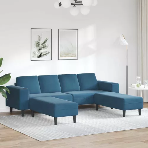 Kanapé Szett 3 pcs Kék Bársony