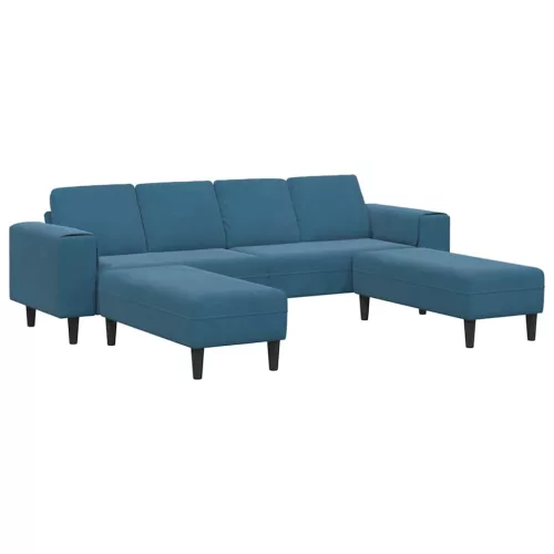 Kanapé Szett 3 pcs Kék Bársony