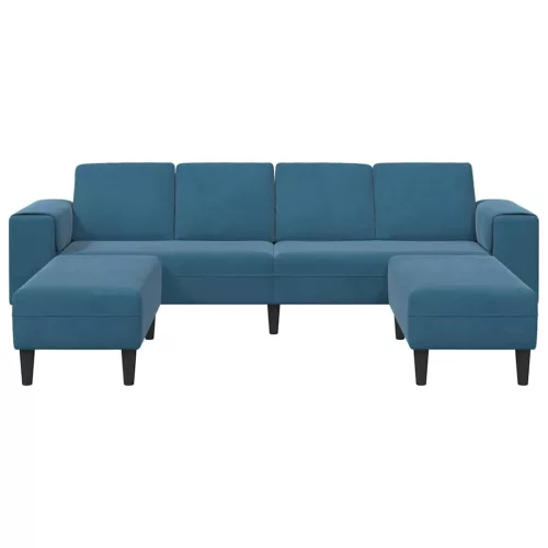 Kanapé Szett 3 pcs Kék Bársony