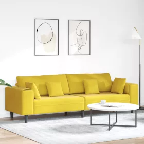    Bársony Kanapé párnával párnával Sárga 210 cm Bársony