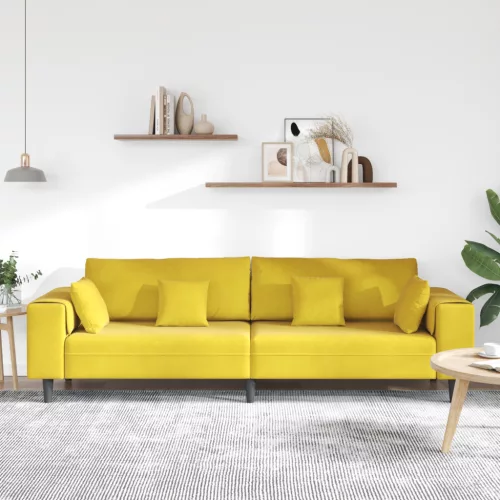  Bársony Kanapé párnával párnával Sárga 210 cm Bársony